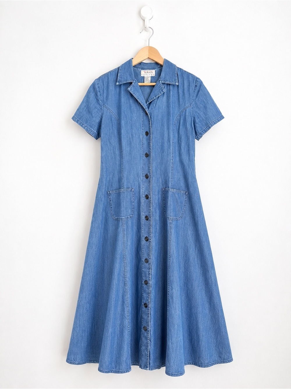Vintage Talbots 100% Cotton Denim Dress - Pockets - Size 8P